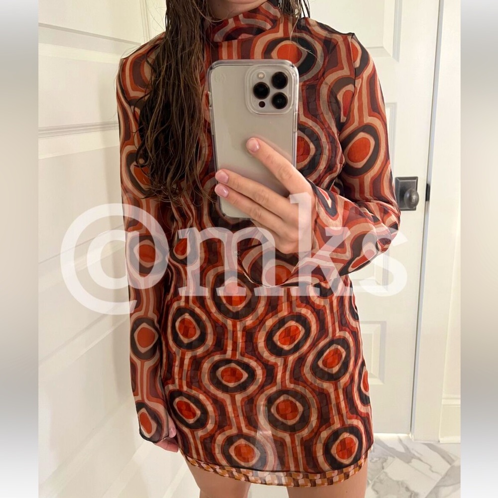 ZARA Printed Organza Dress (S)